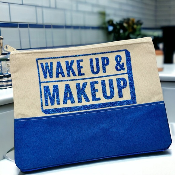 Custom Cosmetic Bag with Unique Sayings - Brand New! “Wake Up & Makeup” - Picture 3 of 6